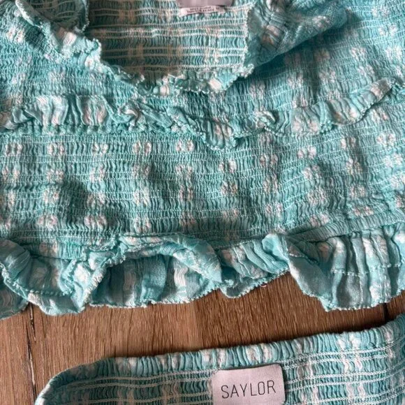 Saylor Teal Celina Ruffle Floral Printed Set‎ Size M - Picture 4 of 5
